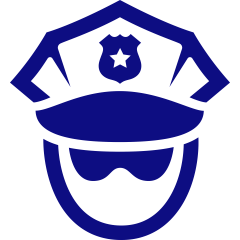 Picture of a police officer with hat and glasses